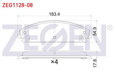 Zegen ZEG1128-08 Brake Pad Front with Wear Indicator Chrysler 300C 2004-/ Lancia Thema (Lx) 3.0 2011-2014 / Dodg — Brake Pads