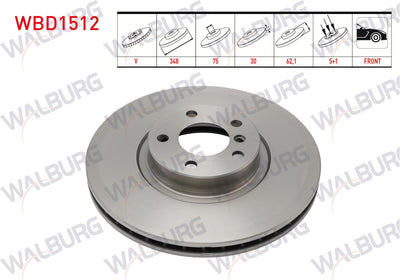 WALBURG WBD1512 Brake Disc Front Air BMW X5 (E70) 3.0 D 5 Bjn 348X30x75x62,1 2007-2012 — Brake Rotors & Drums