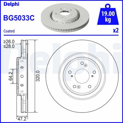 Delphi BG5033C Disc Brake - 17 Cr-V Coated — Brake Rotors & Drums