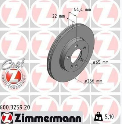 Zimmermann 600.3259.20 VW Polo A1 Ibiza Kamiq Scala 2017-Brake Disc Front 2Q0615301g — Brake Rotors & Drums