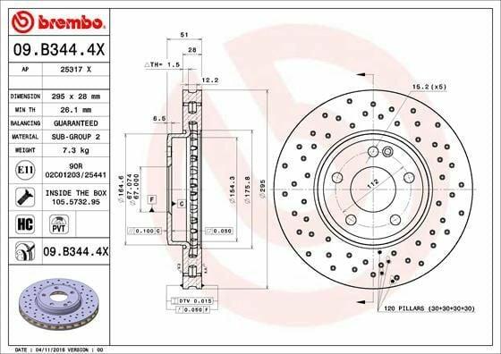 BREMBO Brake Disks - Front Drilled Type for Mercedes A-Class, B-Class, GLA — Brake Rotors & Drums
