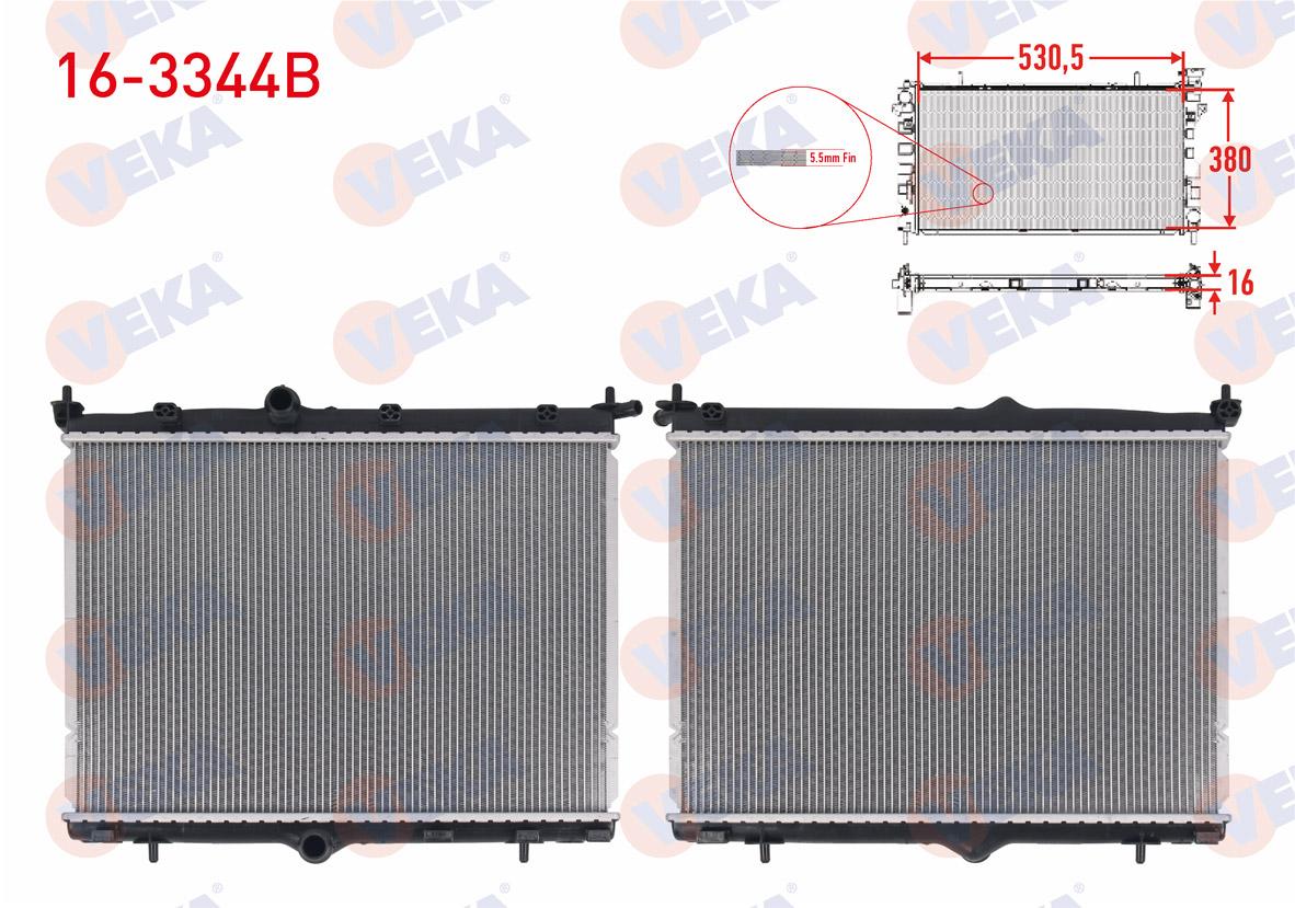 Veka 16-3344B Water Radiator Brazing 1.2 Puretech-1.5 BlueHDi Peugeot 2008 2015-/ 208 2018-/ Citroen C4 II — Radiators & Fans