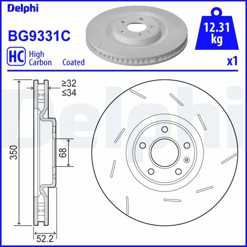 Delphi BG9331C Front Left Brake Disc for Porsche Macan — Brake Rotors & Drums