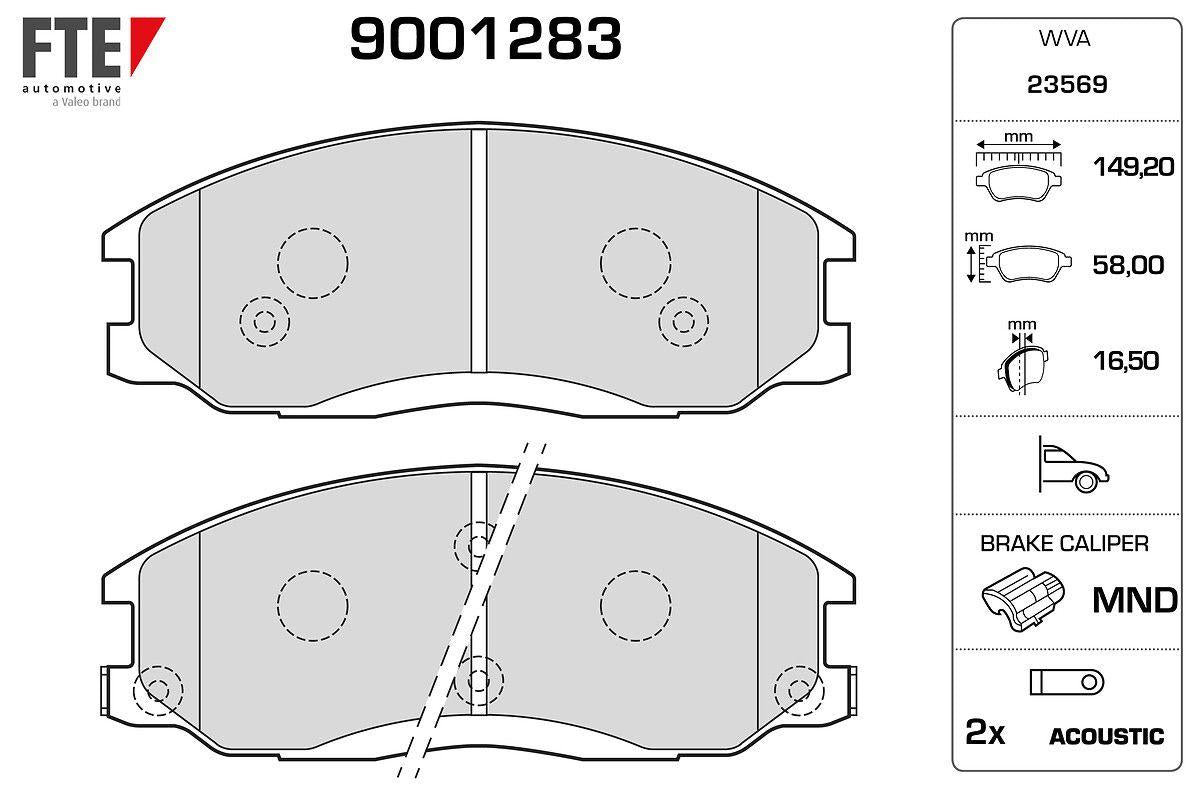 Fte 9001283 Front Brake Pad Hyundai Starex 03- Santafe 01-06 / Ssangyong Kyron / Actyon