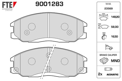 Fte 9001283 Front Brake Pad Hyundai Starex 03- Santafe 01-06 / Ssangyong Kyron / Actyon — Brake Pads