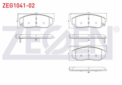 Zegen ZEG1041-02 Brake Pad Front with Wear Indicator Kia Sorento I (Jc) 2.4i 2002-2009 /Kia Sorento I (Jc) 2.5 C — Brake Pads