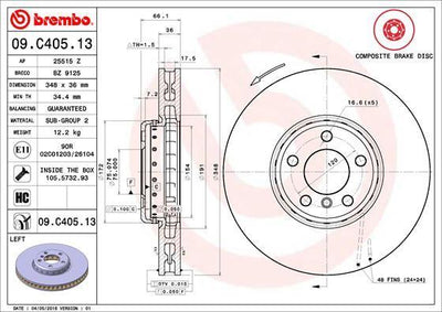 Brembo 09.C405.13 Brake Disc Front Composite BMW — Brake Rotors & Drums