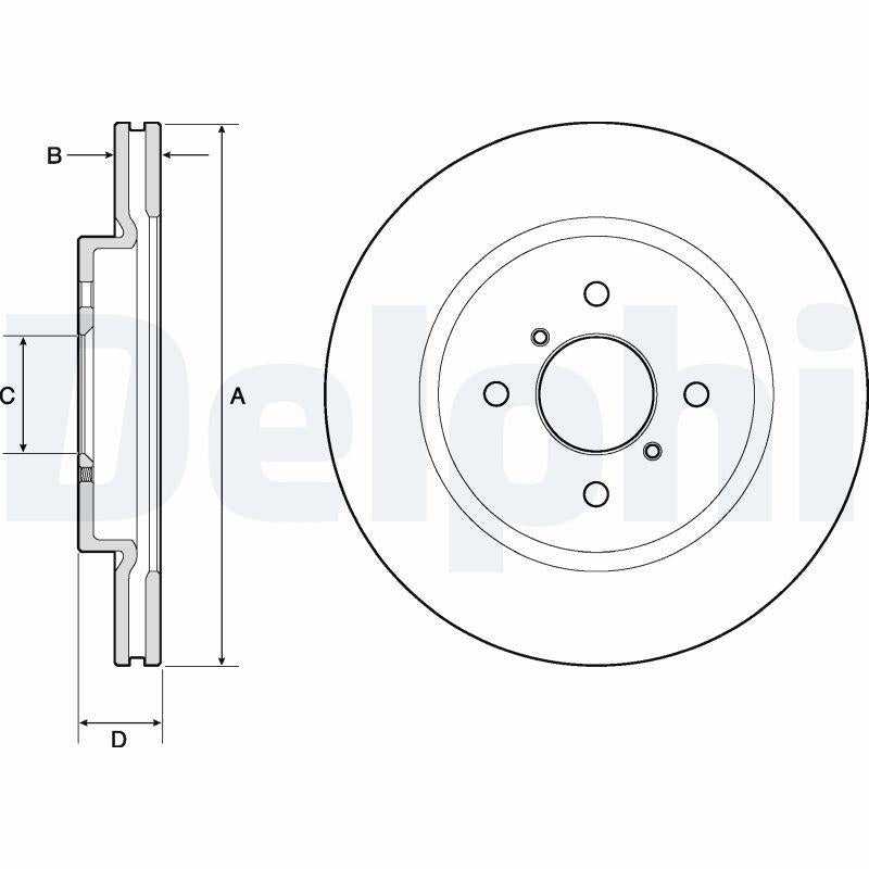 Delphi BG4750C Brake Disc (Twin Pack)-Painted, Drilled — Brake Rotors & Drums