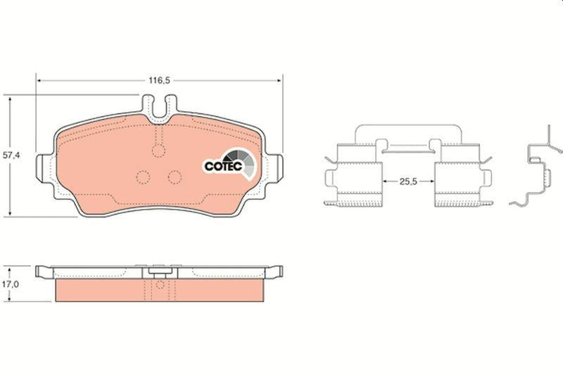 TRW GDB1293 Front Brake Pads - Mercedes A-Class