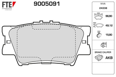 Fte 9005091 Rear Brake Pad Toyota Rav 4 III 06-11 Camry 06-11