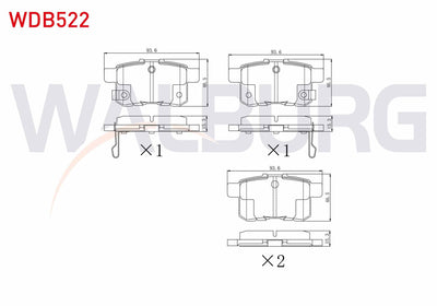 WALBURG WDB522 Brake Pad Rear Honda Accord VIII (Cu) 2.0 I-Vtec 2008-/ Accord VIII (Cu) 2.2 I- CDTi 2008 — Brake Pads
