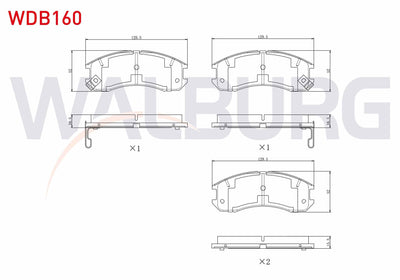 WALBURG WDB160 Brake Pad Front with Wear Indicator Cable Drilled Mazda 626 III (Gd) 1.8i 1987-1992 / 626 III (Gd — Brake Pads