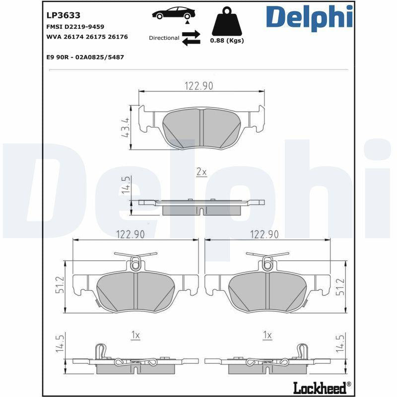 Delphi LP3633 Brake Pad Front (Mazda 3 2019 / Cx30 2020 / Mx30 2020 /) — Brake Pads