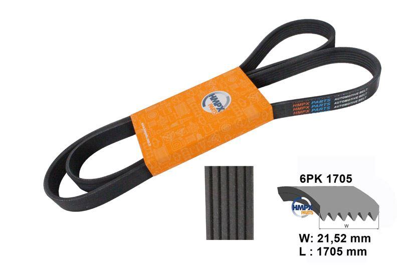 HİMPEKS 6PK 1705 Fan Belt (+ Ac) Fiesta 02 > 1.4 TDCi