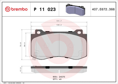 Brembo P11023 Brake Pad Front Low-Met Chrysler — Brake Pads