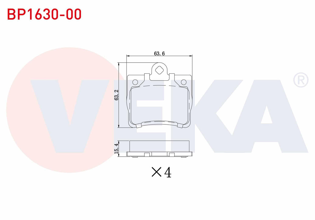 Veka BP1630-00 Brake Pad Rear C Series (W202) C 200 1993-2000 / (W202) C 180 1993-2000 / (W202) C 200 CDI 1993-2 — Brake Pads