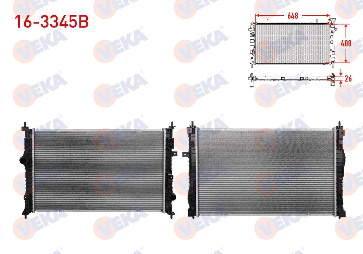 Veka 16-3345B Su Radiator Brazing 1.2 Puretech / 1.5-1.6 BlueHDi Peugeot 3008 II 2016-/ 308 II 2014-/ 5008 — Radiators & Fans