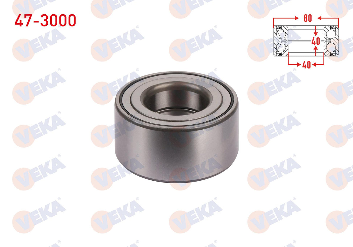 Veka 47-3000 Front Wheel Bearing Left-Right 40X80x40 Mitsubishi Lancer 1.6 2003-2008 / Lancer VII 1.3 2003-2 — Wheel Bearings