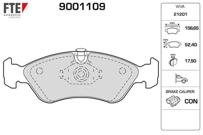 Fte 9001109 Front Brake Pad Astra Classic 99-02, Astra F 92-98 and 3 more models — Brake Pads