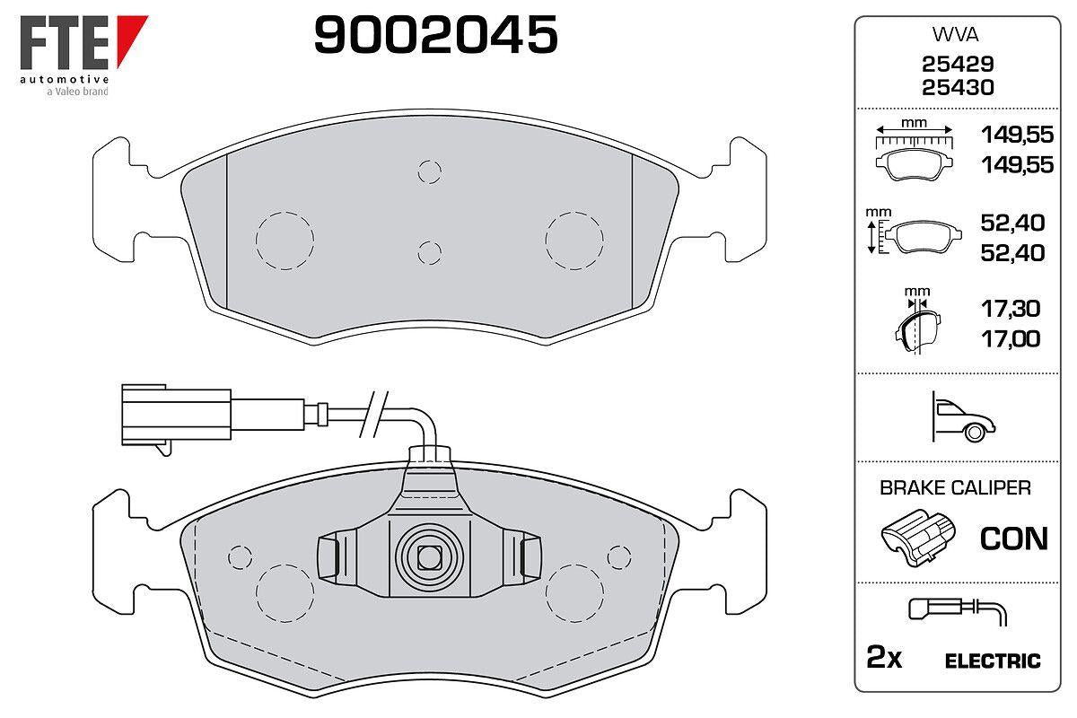 Fte 9002045 Front Brake Pad Punto Evo 500 1.2 / 1,3 / 1.4 09 — Brake Pads