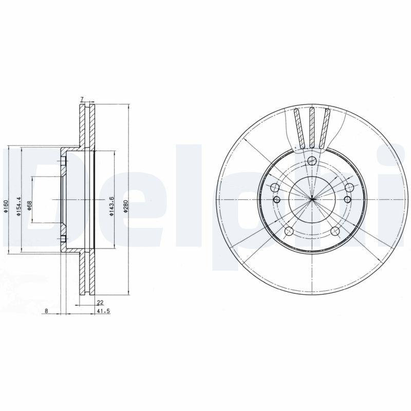 Delphi BG2682 Brake Disc (Twin Pack), Drilled — Brake Rotors & Drums