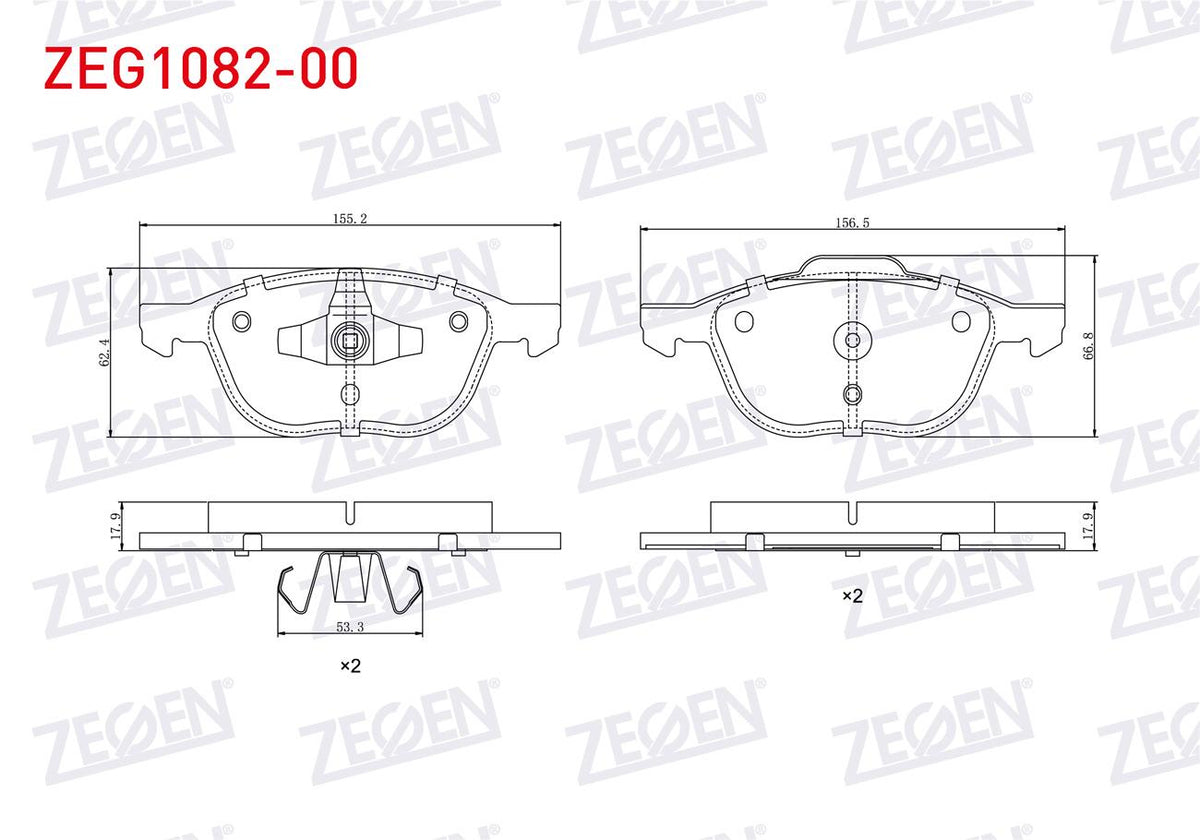 Zegen ZEG1082-00 Brake Pad Front Ford Focus II 1.6i 2004-2011 / Focus II 1.6 TDCi 2004-2011 / C-Max I 1.6 TDCi 2 — Brake Pads