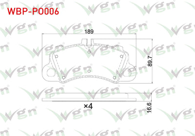WGN WBP-PO006 Brake Pad Front Porsche Macan (95B) 2014-/ Cayenne (9Ya) 2.9 3.0 4.0 2017-/ Cayenne Coupe (9Yb) 4. — Brake Pads
