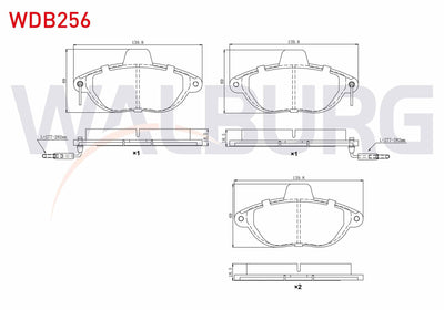 WALBURG WDB256 Brake Pad Front with Connector Fiat Scudo (220P) 1.9 D 1996-2006 / 2.0 JTD 1996-2006 / Citroen Ju — Brake Pads