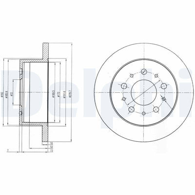 Delphi BG4061 Rear Brake Disc for Fiat Boxer Jumper Ducato - Compatible with All Models — Brake Rotors & Drums