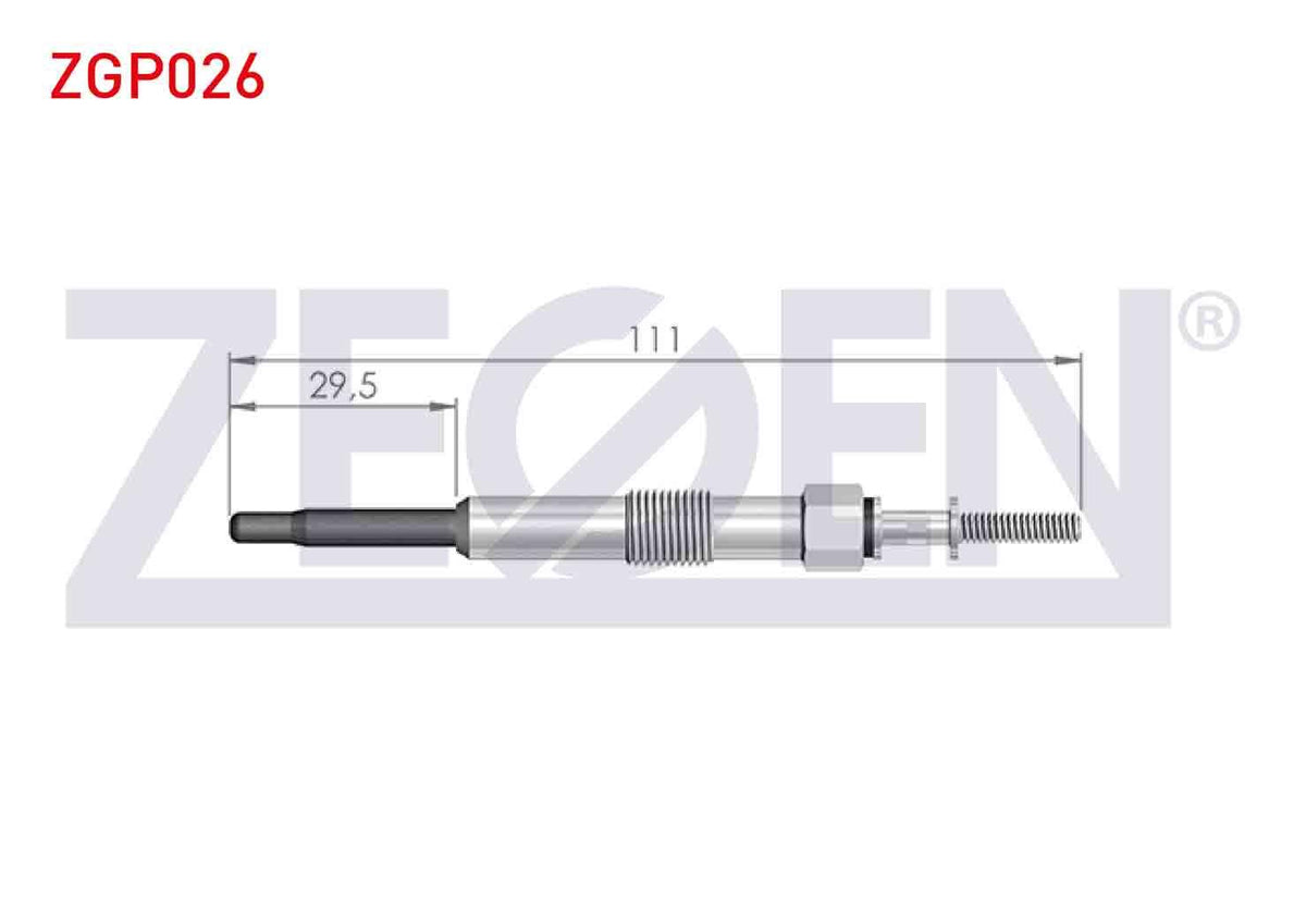 Zegen ZGP026 Glow Plug 11V Hyundai Accent Admire 1.5Crdi 2003-2006 / Getz (Tb) 1.5Crdi 2002-2008 / Tucson 2.0Crdi 2004-2010 / Santa Fe (Cm) 2.0Crdi 2006-2012 / Kia Sportage (Je) 2.0Crdi