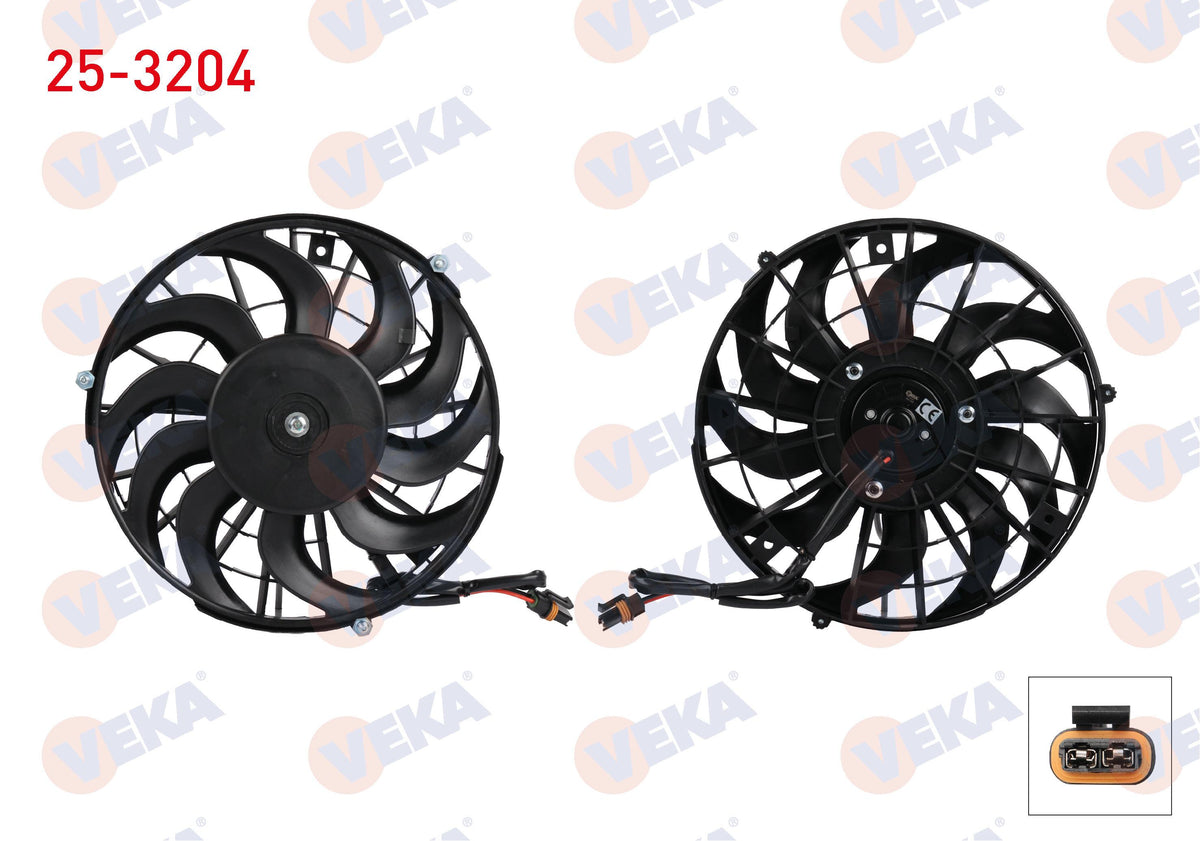 Veka 25-3204 Fan Motor A/C Condenser Opel Vectra A 1.6 without Shroud 1989-1995 — Condensers & Evaporators