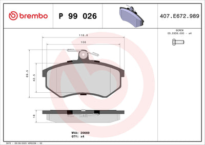 Brembo P99026 Brake Pad Front Chery 1.6 2.0 2006-/ — Brake Pads