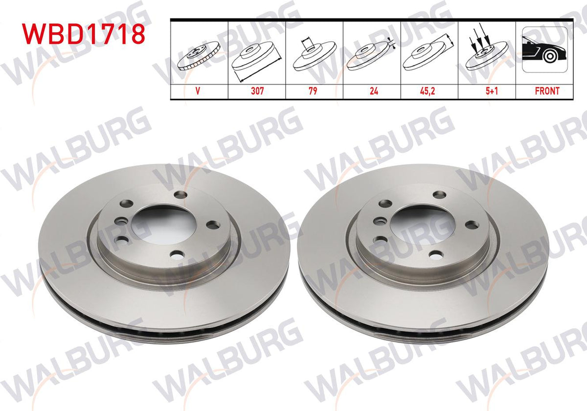 WALBURG WBD1718 Brake Disc Front Mini Countryman (R60) 2010 / 2016 — Brake Rotors & Drums