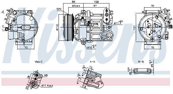 Nissens 890591 A/C Compressor Opel Astra K 1.4 Insignia B 1.5B