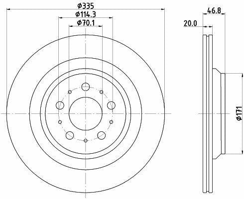 HELLA Pagid Rear Brake Disc 8DD355134-951 - Coated — Brake Rotors & Drums