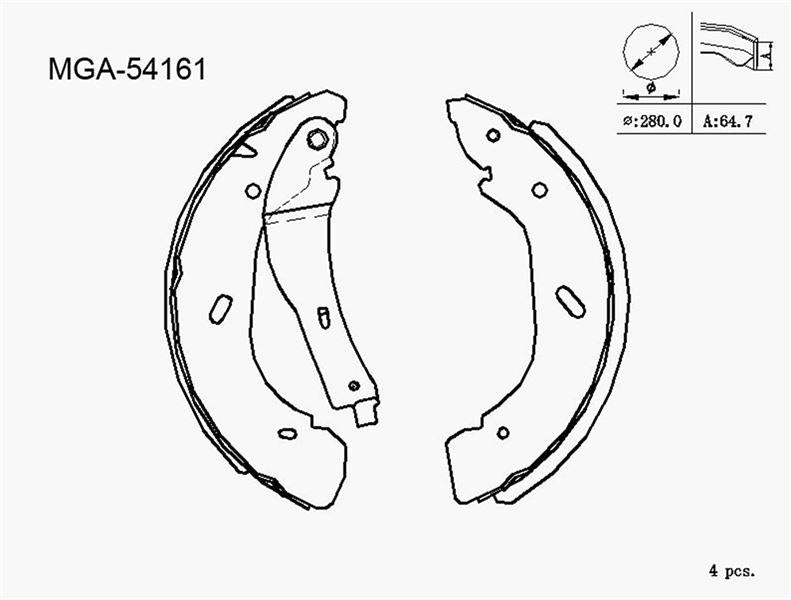MGA 54161 Brake Drum Brake Pad (Ford: Transit V184 01 -) — Brake Pads