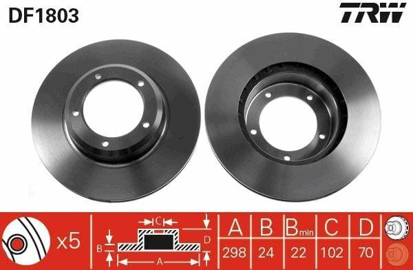 TRW DF1803 Disc Brake for 82-99 Range Rover & Discovery 91-16 Defender — Brake Rotors & Drums