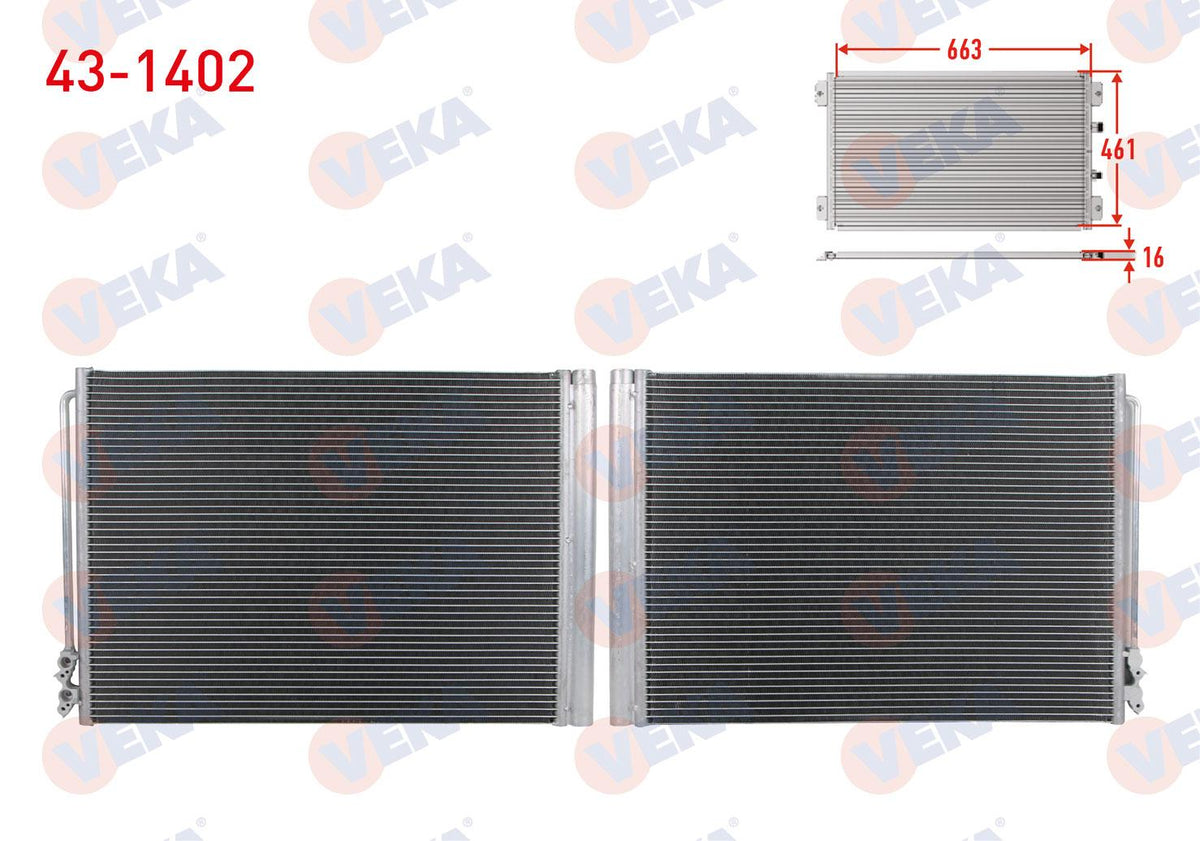 Veka 43-1402 A/C Condenser BMW 5 Series (F10) 520D, 525D and 8 more models — Condensers & Evaporators