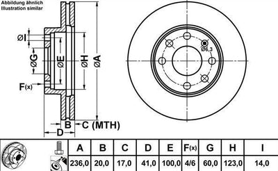 MGA 50121 Brake Disc Front Air Grooved 236-4 (Chevrolet: Aveo Kalos 05-10 /Kia Grand Carnival 06 -) — Brake Rotors & Drums