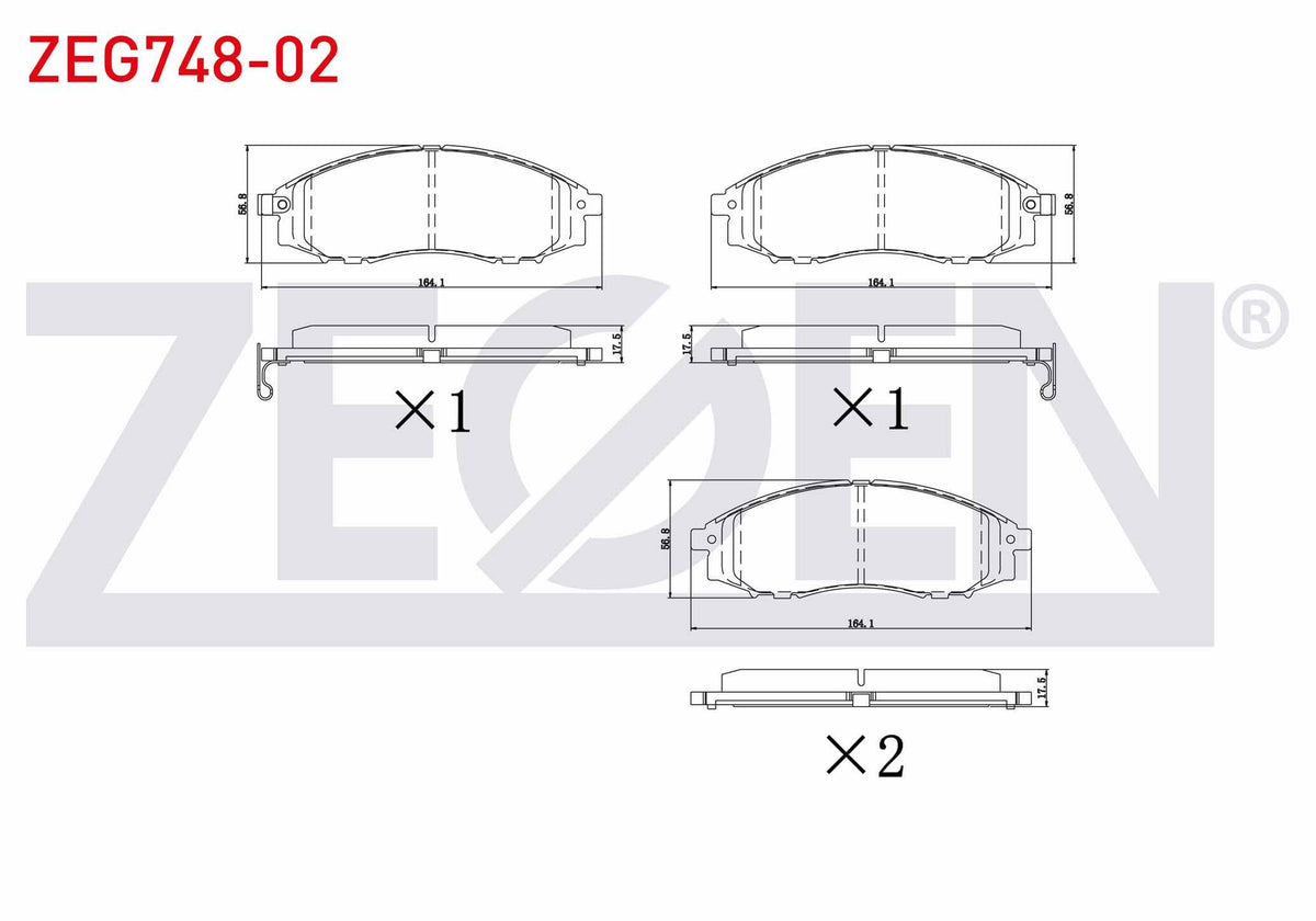 Zegen ZEG748-02 Brake Pad Front with Wear Indicator Nissan Pick Up (D22) 2.5 DI 4Wd 1998-/ Np300 Skystar 2.5 dCi — Brake Pads