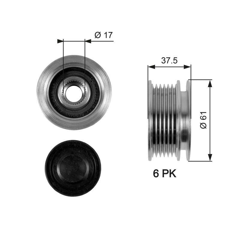 GATES OAP7072 Alternator Pulley - Replacement for W202, W210 and 2 more models — Starting & Charging