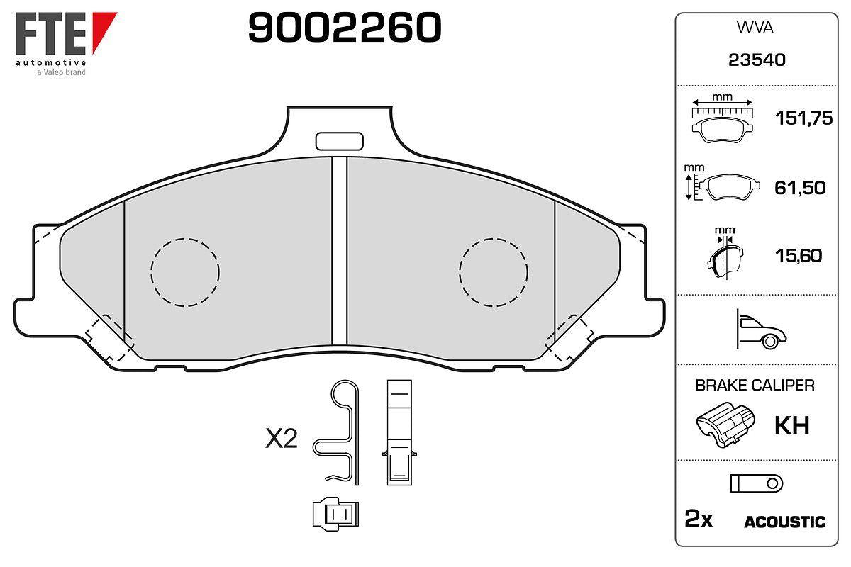 Fte 9002260 Front Brake Pad Ranger 2.5 TD 4X4 04-2.5,2,5D 4X4 99-02 06-11 Mazda B2500 01-03 Bt 50 — Brake Pads