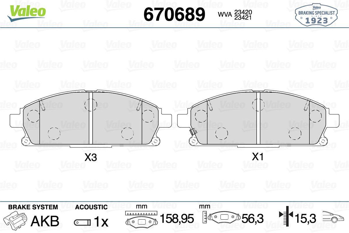 Valeo 670689 Brake Pad Front Infiniti Q45 II 4.1 97-01 — Brake Pads