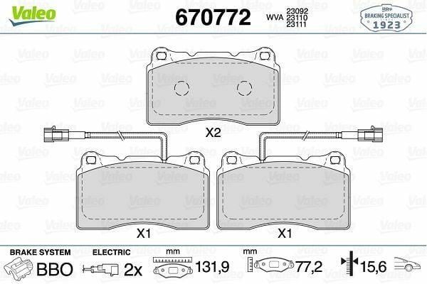 VALEO 670772 Front Brake Pads - Giulietta