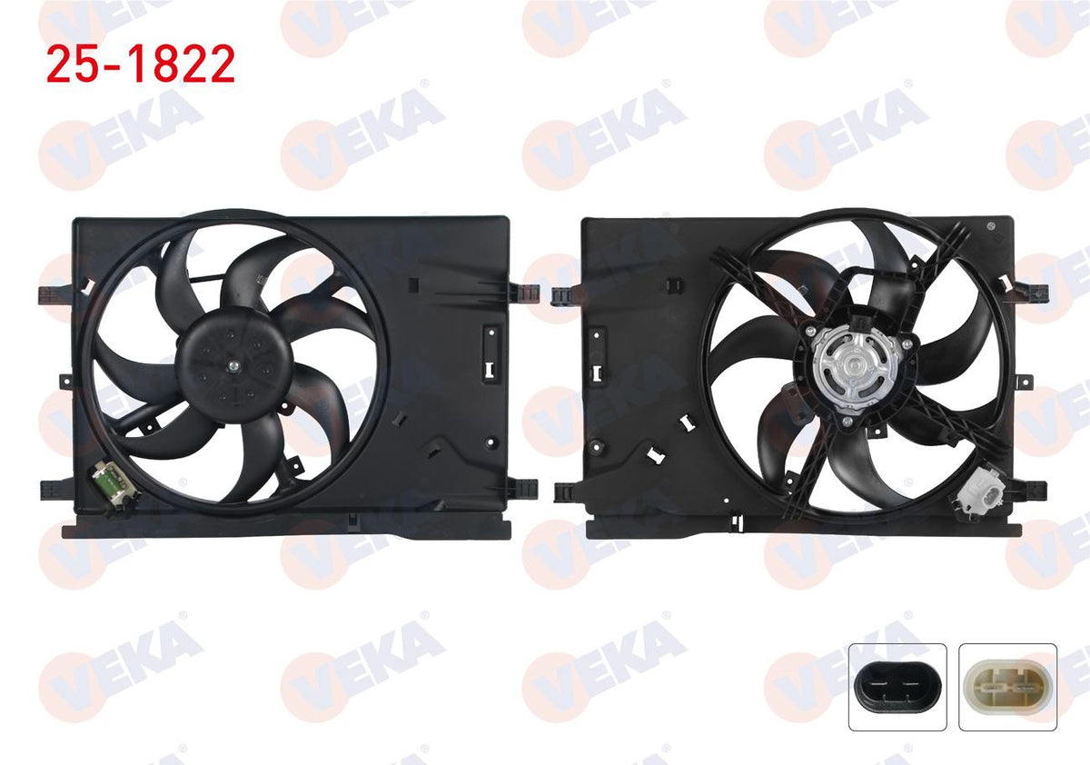 Veka 25-1822 Fan Motor (Su + A/C) with Shroud Resıztanslı Single with Fan Fiat Grande Punto (199) — Motors, Pumps & Antennas