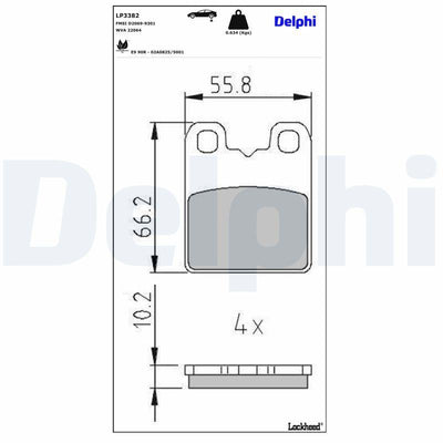Delphi LP3382 Brake Pad Rear Alfa Romeo Giulietta 2019 Giulia Stelvio 10/2015> — Brake Pads