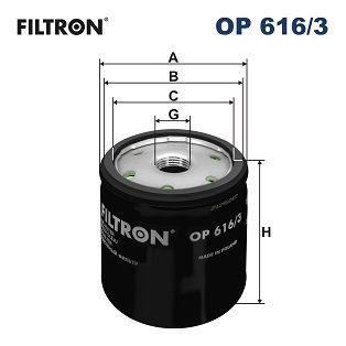 Filtron OP616-3 Oil Filter VW Golf VII / A3 / Leon / Octavia / Passat / Polo / Caddy / A1 / Ibiza / Kamiq / Kar — Oil Filters