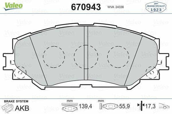 VALEO Front Brake Pads for Auris (_E15_) & Corolla Sedan (_E15_) - Reliable Stopping Power