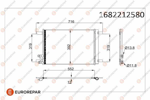 Eurorepar 1682212580 Psa / Erp A/C Condenser VW Passat B8 Golf VIII Caddy V Polo VI Audi A1 Sportb — Condensers & Evaporators