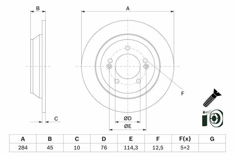 BOSCH Brake Disc 0986479G28 - 17 Kona 1.6 - 2 Pieces — Brake Rotors & Drums